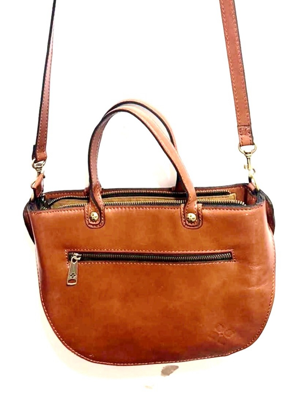 Patricia Nash Fairford Embossed Leather Satchel Shoulder Bag in Cognac - Picture 4 of 6